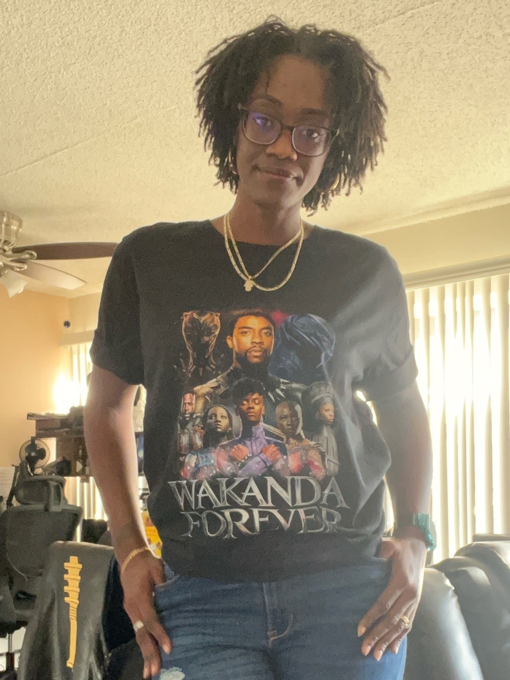 Black Wakanda Forever Graphic Short Sleeve Tee - Picture 6 of 6